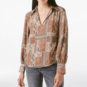 Frame Denim Women's Brown Snake Print Blouse